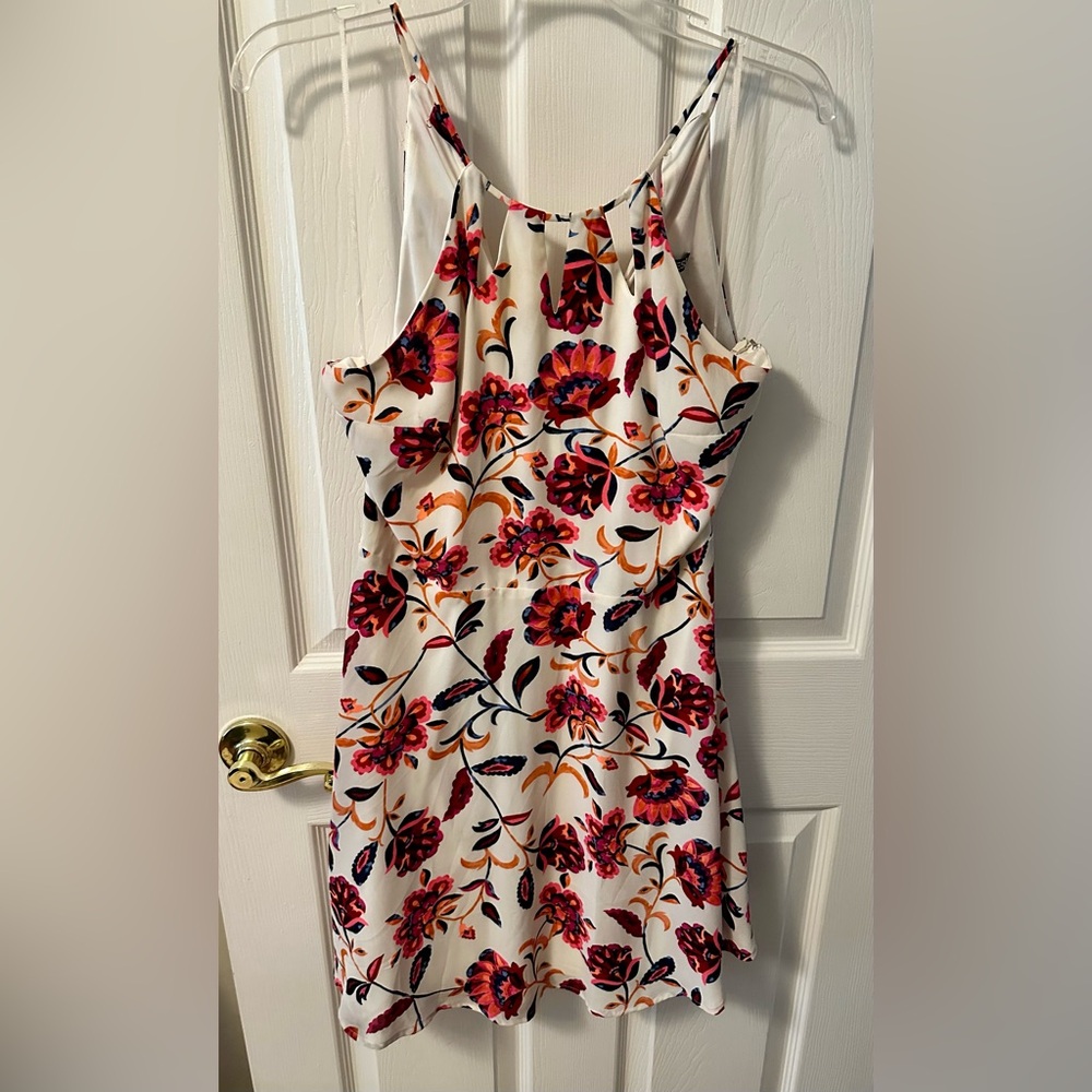 Express White Dress with Pink & Orange Floral Print